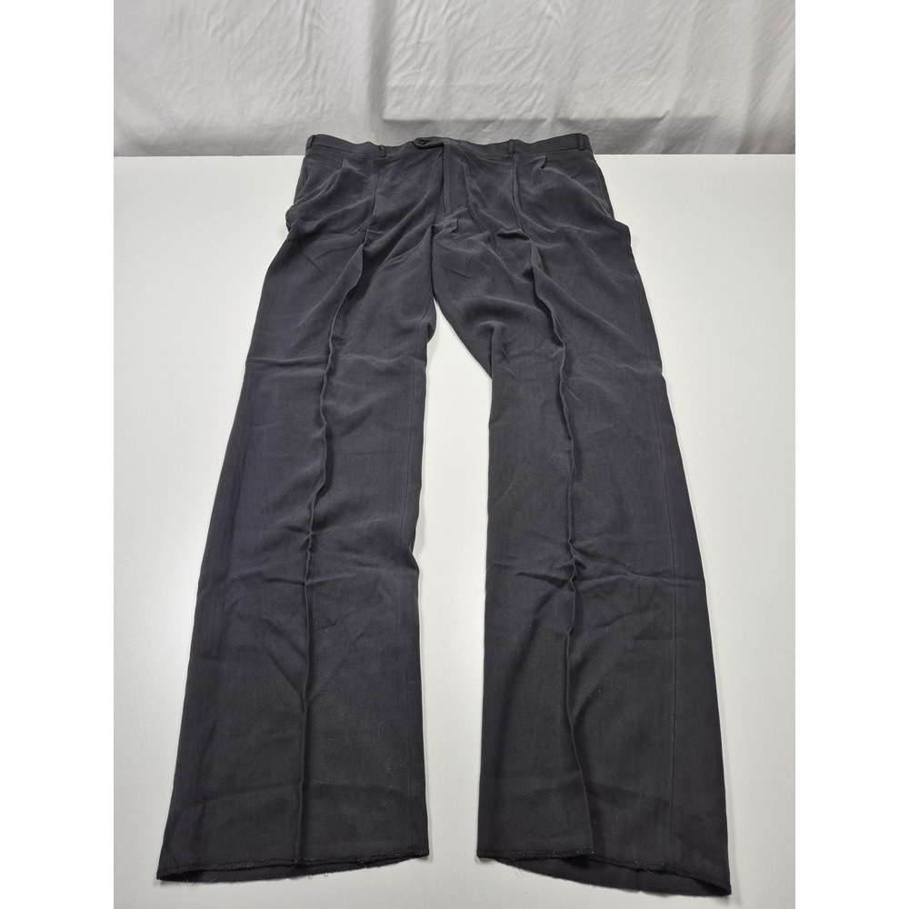 VTG Haspel Dress Pants Mens 45x36 Gray Pure Silk Pleated Straight Unhemmed NWT